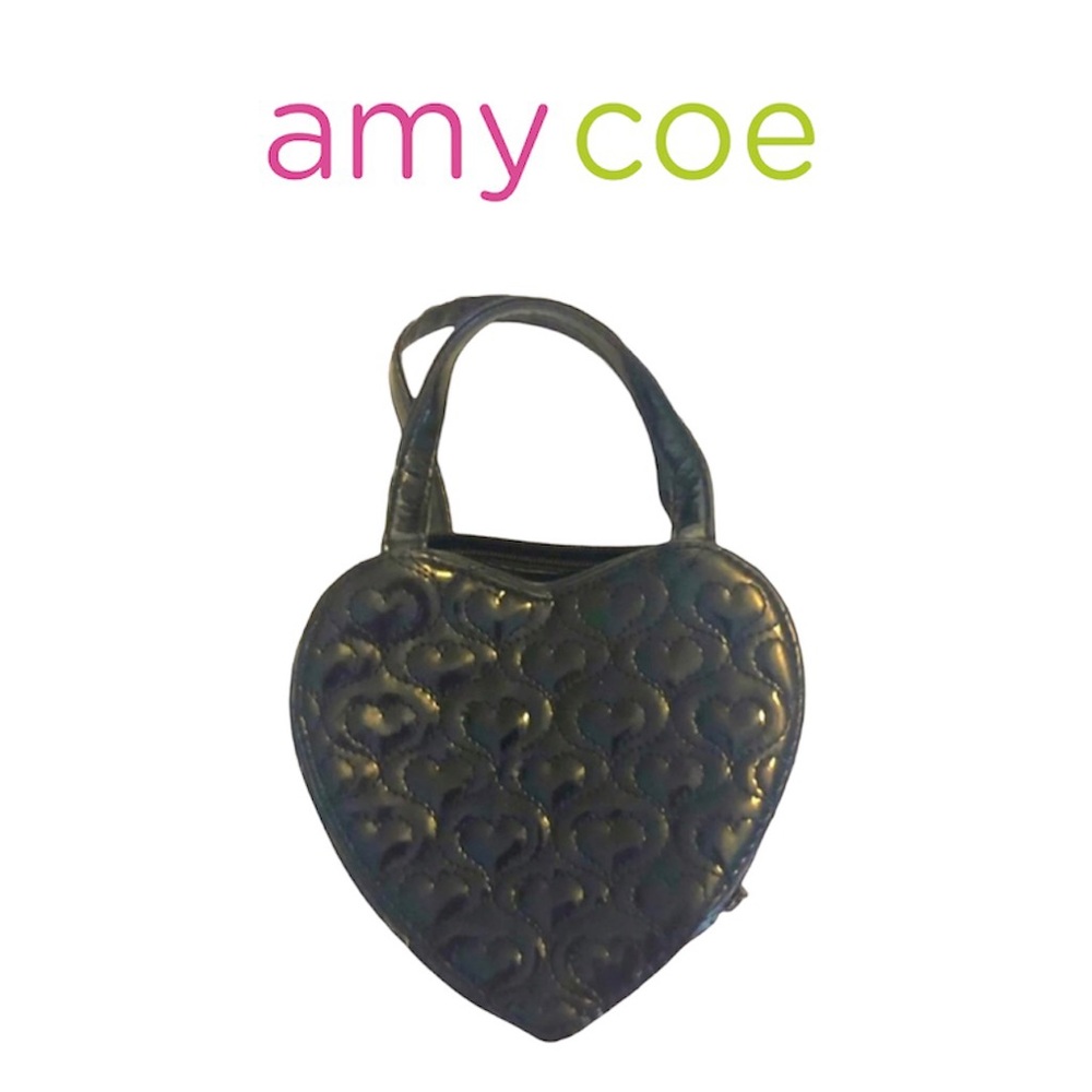 Amy Coe Black Heart Shaped Vinyl Purse